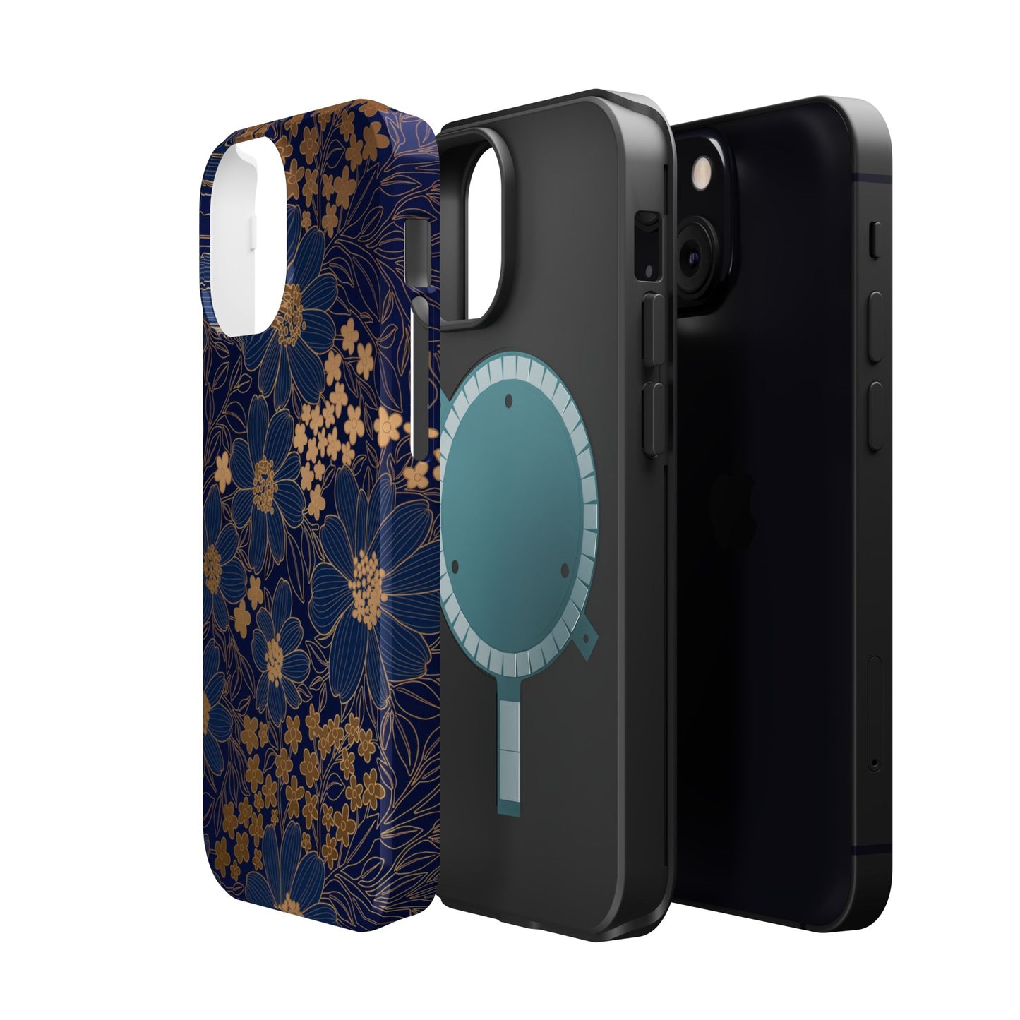 Luxury Serial Magnetic Phone Case, Golden Floral
