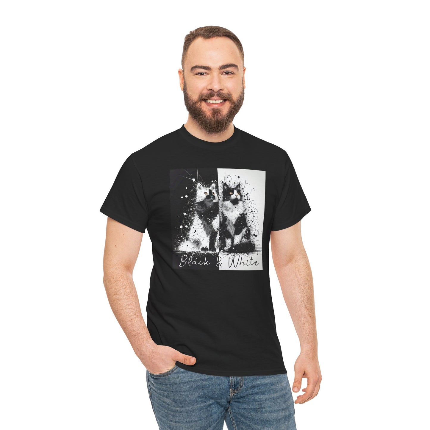 Black & White Cats Unisex Heavy Cotton Tee