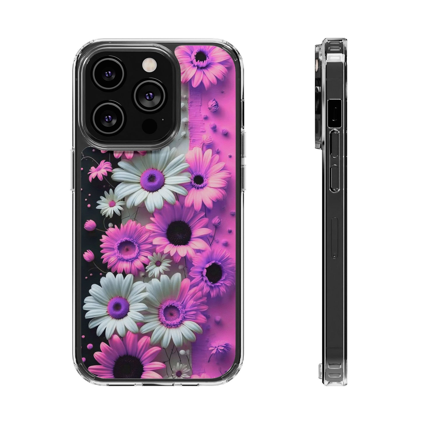 Floral Clear Phone Case – Pink Flower Design