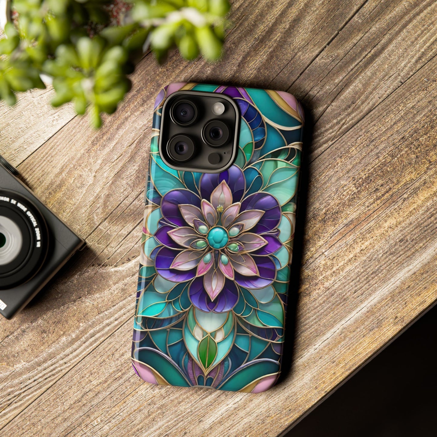 Floral Stained Glass Tough Phone Case -Stylish Protection for Your Device
