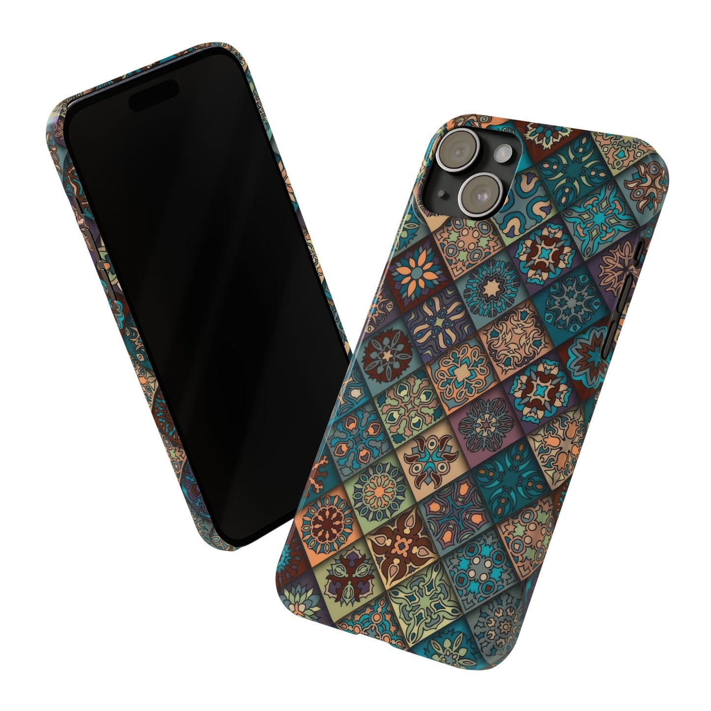 Aztec Geometric Slim Cases, Boho Blue