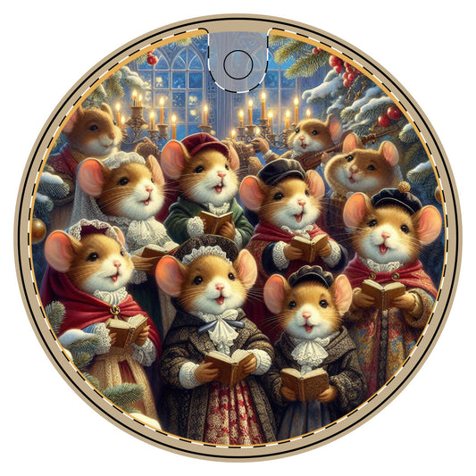 Candlelit Mouse Chorus Ceramic Decoration Ornament, (1pc)  one side print