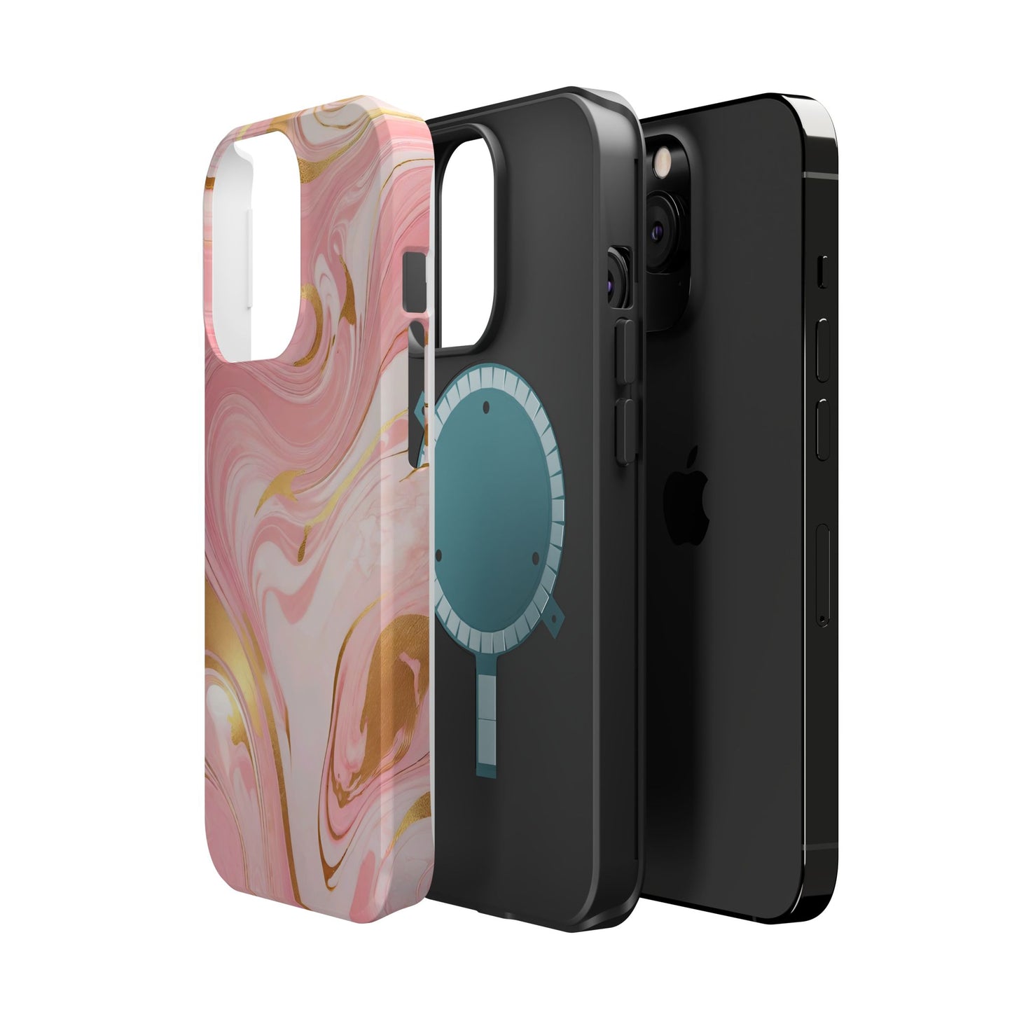 Stylish Magnetic Phone Case, Pink Marble Protective Cover