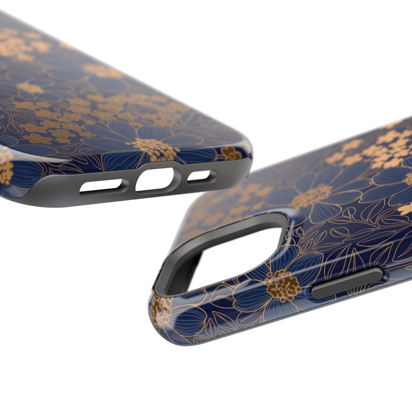 Luxury Serial Magnetic Phone Case, Golden Floral