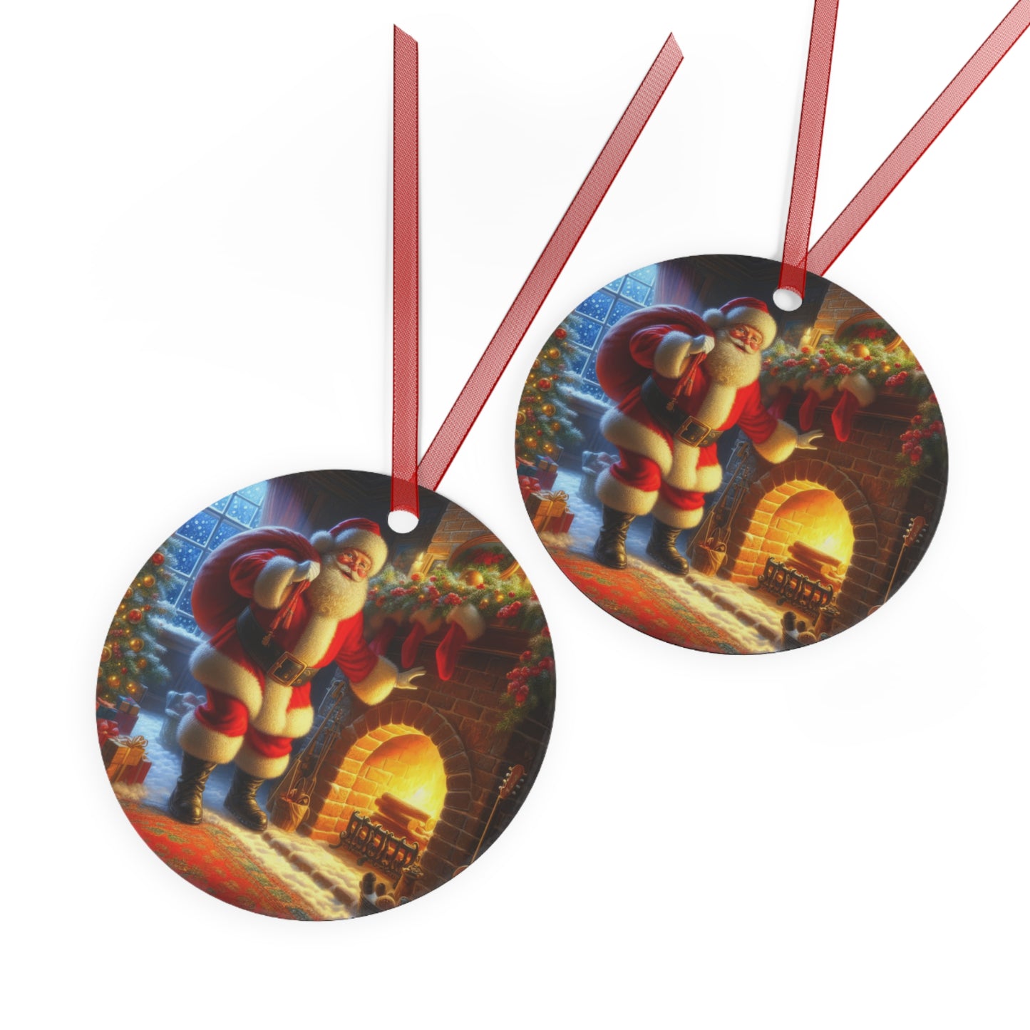 Santa’s Arrival Metal Ornaments, 2-Side Print