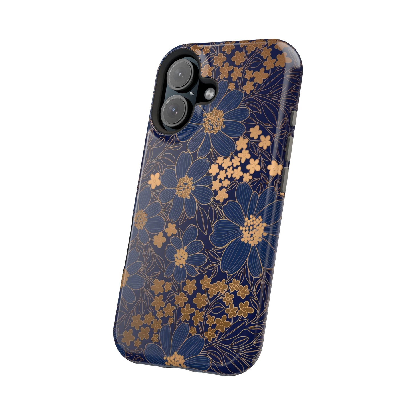 Luxury Serial Magnetic Phone Case, Golden Floral