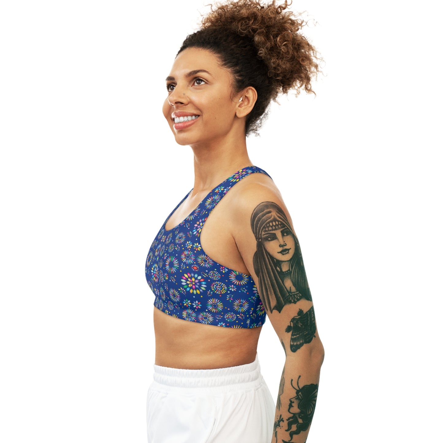 Vibrant Vibes Seamless Sports Bra (AOP) / Blue