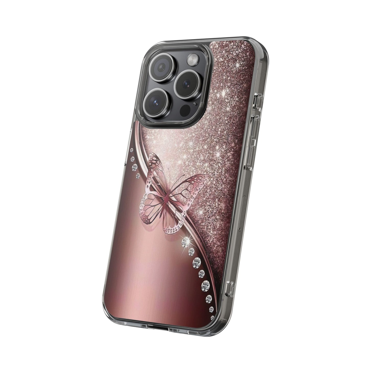 Elegant Butterfly Clear Case, Stylish Transparent Protective Cover for Women