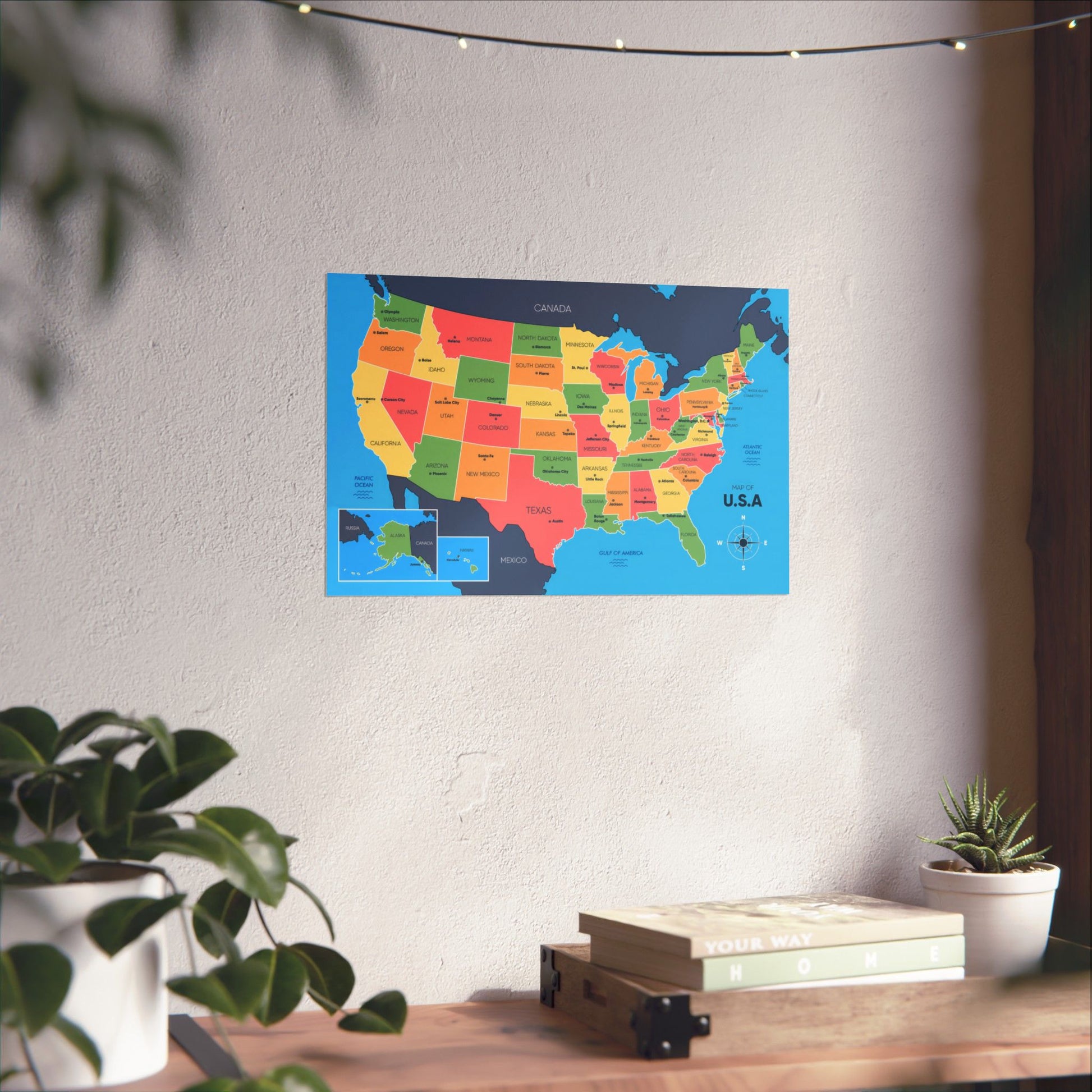 USA Map States and Capitals Posters
