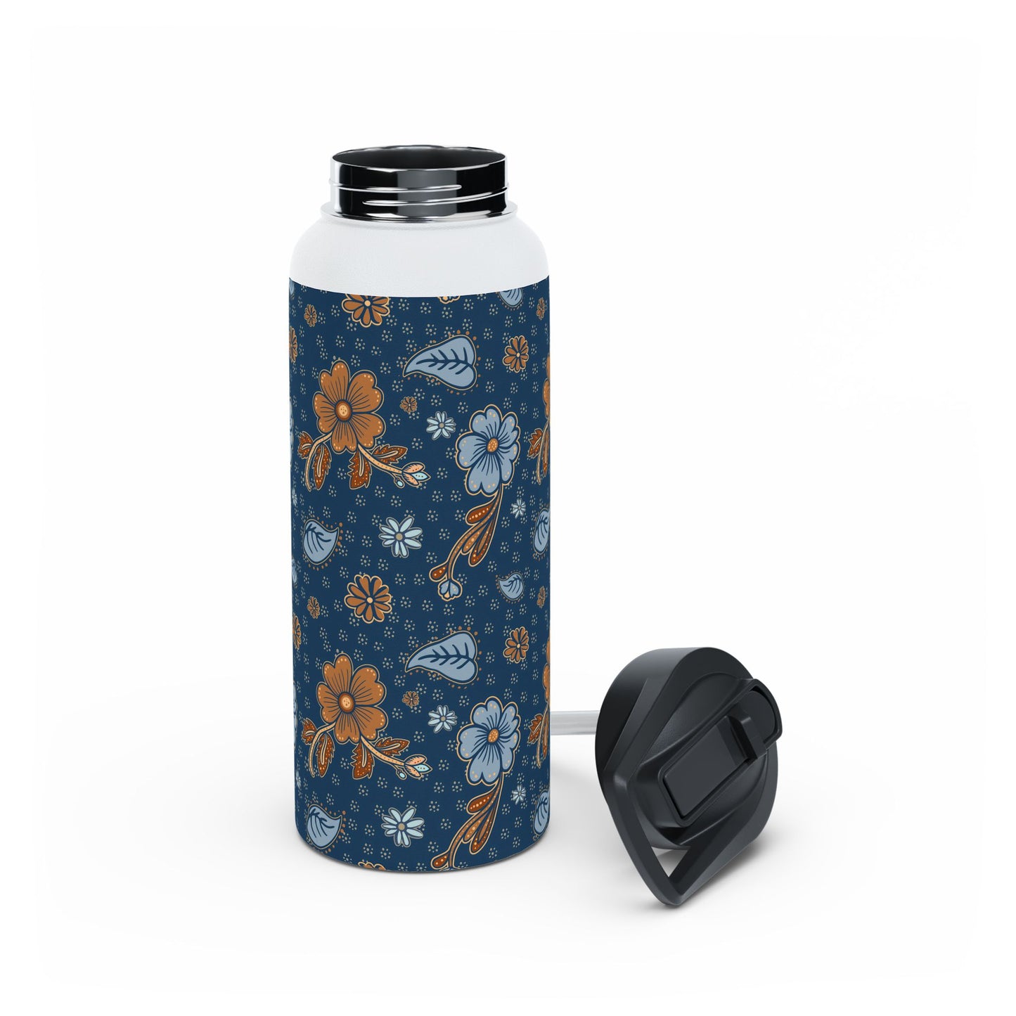 Timeless Elegance Stainless Steel Water Bottle, Standard Lid / Dark Blue