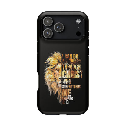 Inspirational Lion Magnetic iPhone Case, Strength & Faith, Christian Accessories