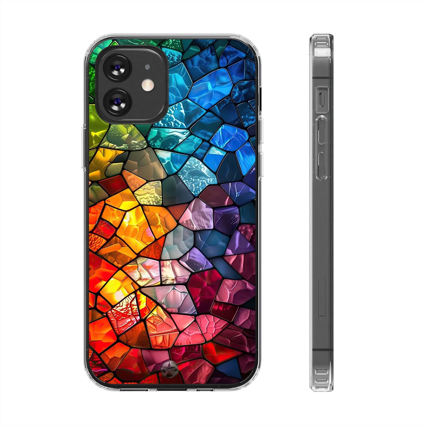 Vibrant Clear Phone Case, Colorful Stained Glass Design