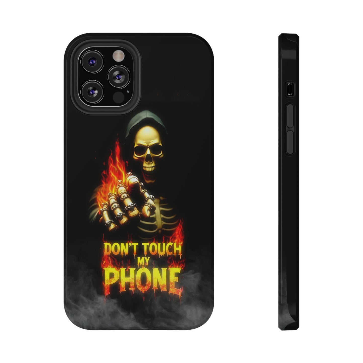 Skull Design Impact-Resistant iPhone Case, Don't Touch My Phone