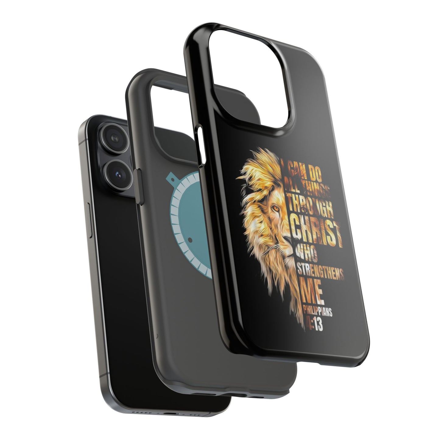 Inspirational Lion Magnetic iPhone Case, Strength & Faith, Christian Accessories