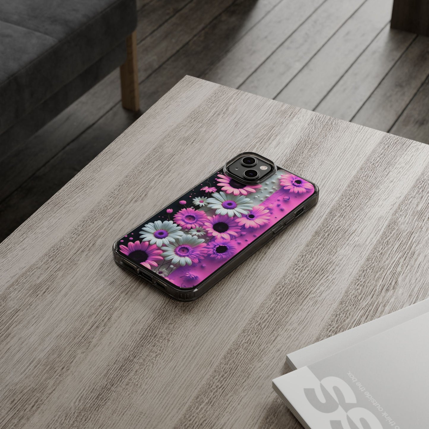 Floral Clear Phone Case – Pink Flower Design