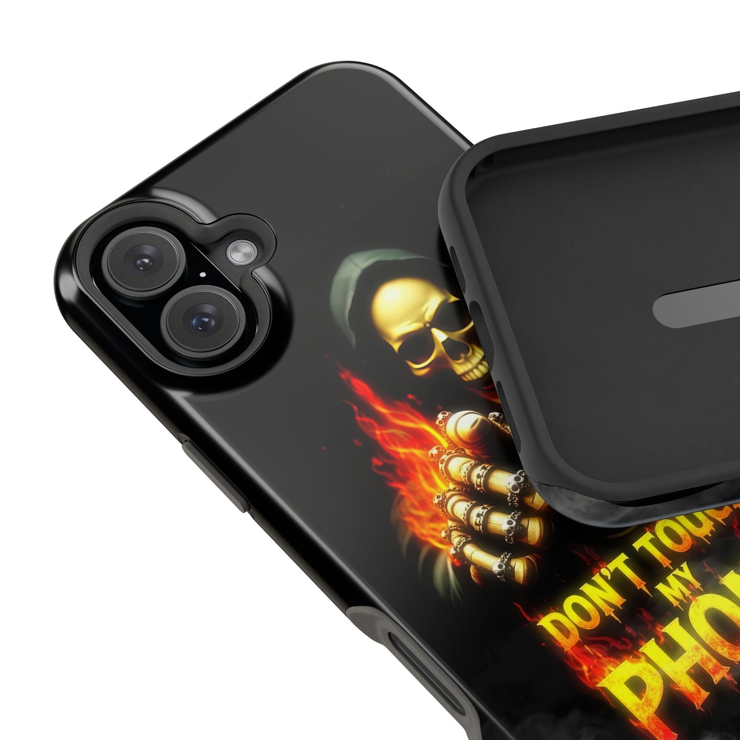 Skull Design Impact-Resistant iPhone Case, Don't Touch My Phone