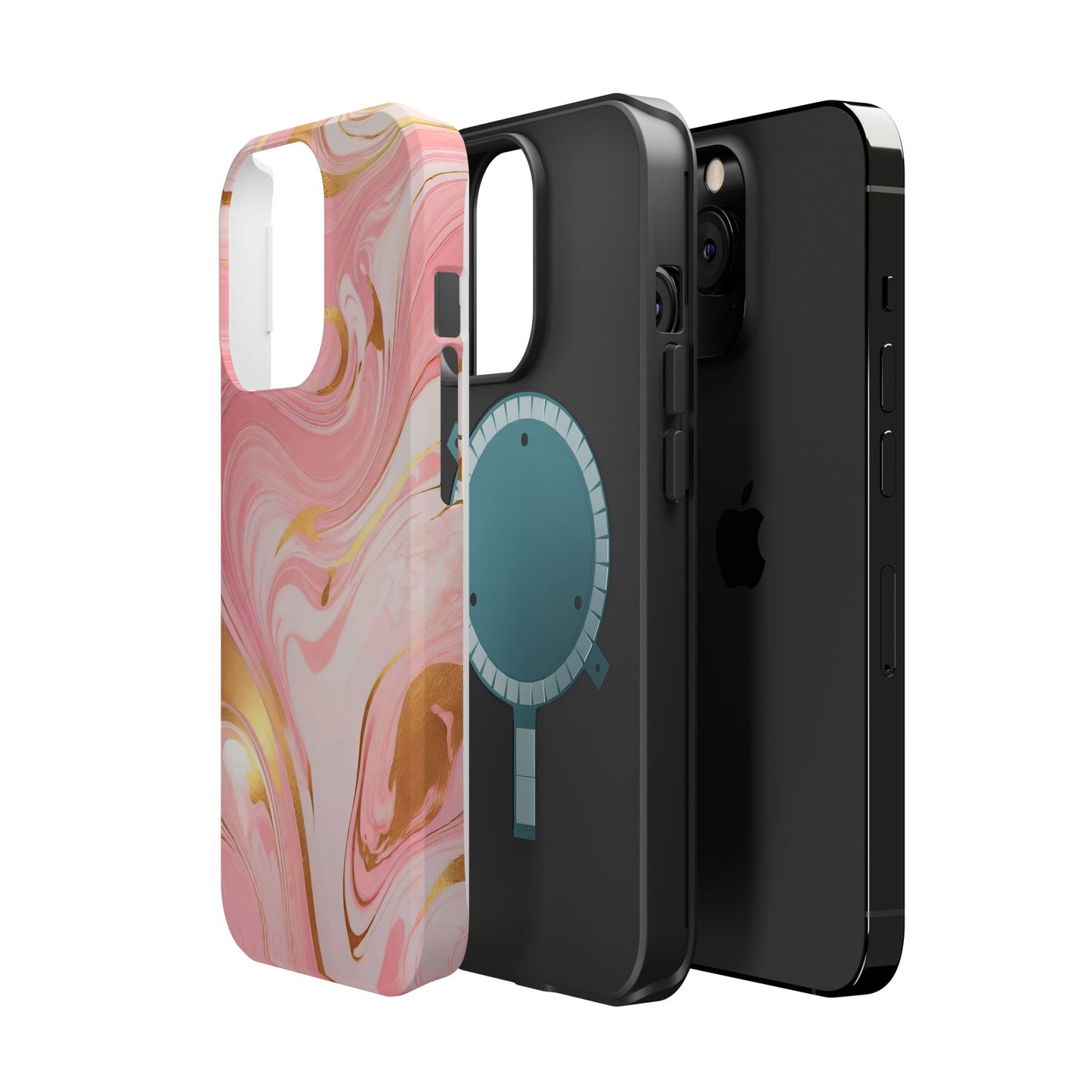 Stylish Magnetic Phone Case, Pink Marble Protective Cover