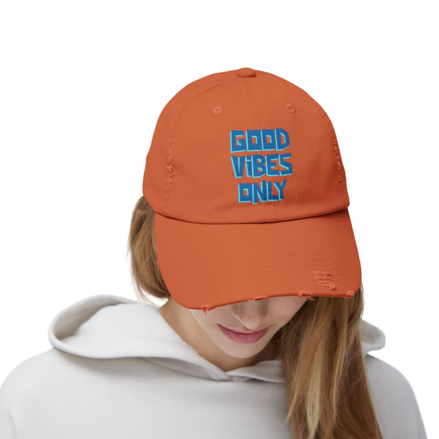 Good Vibes Only Unisex Distressed Cap
