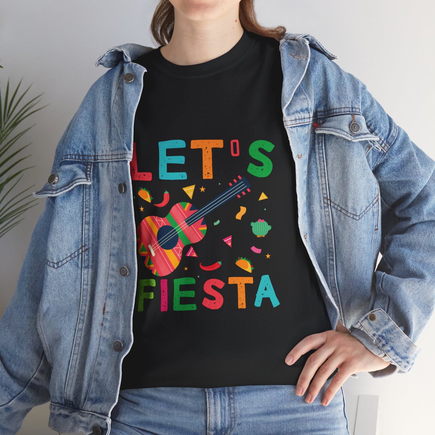 Let's Fiesta Unisex Heavy Cotton Tee - Fun Colorful Graphic T-Shirt for Celebrations