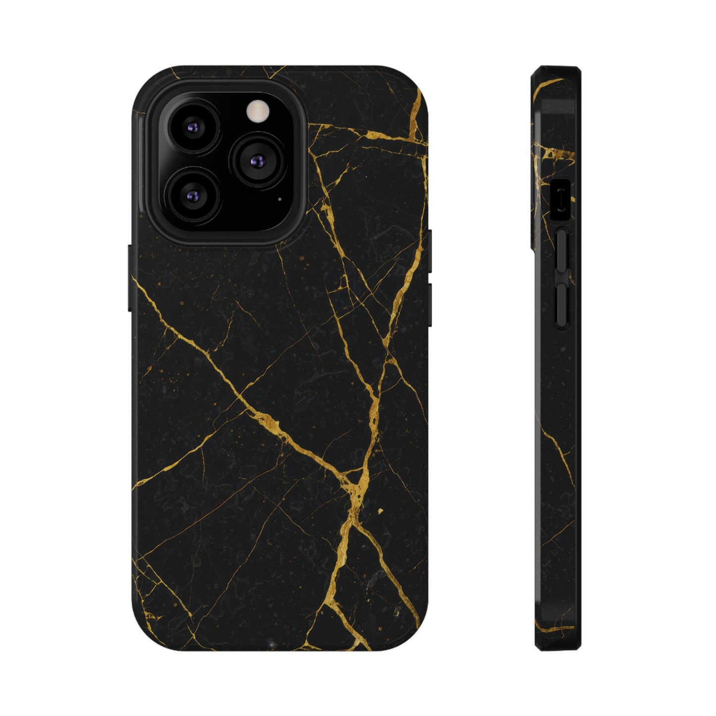 Black Marble with Gold Veins Impact-Resistant iPhone