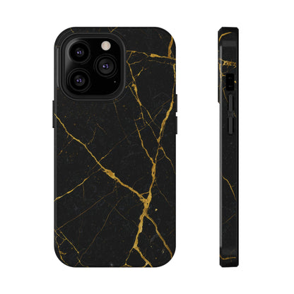 Black Marble with Gold Veins Impact-Resistant iPhone