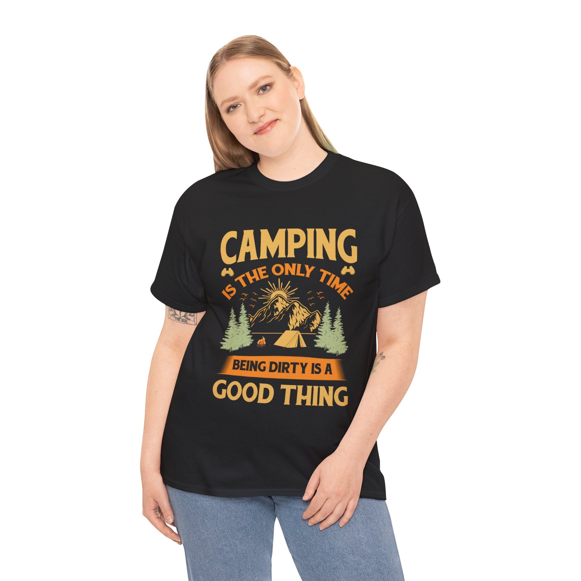 Camping Vibes Unisex Heavy Cotton Tee - "Being Dirty is a Good Thing"