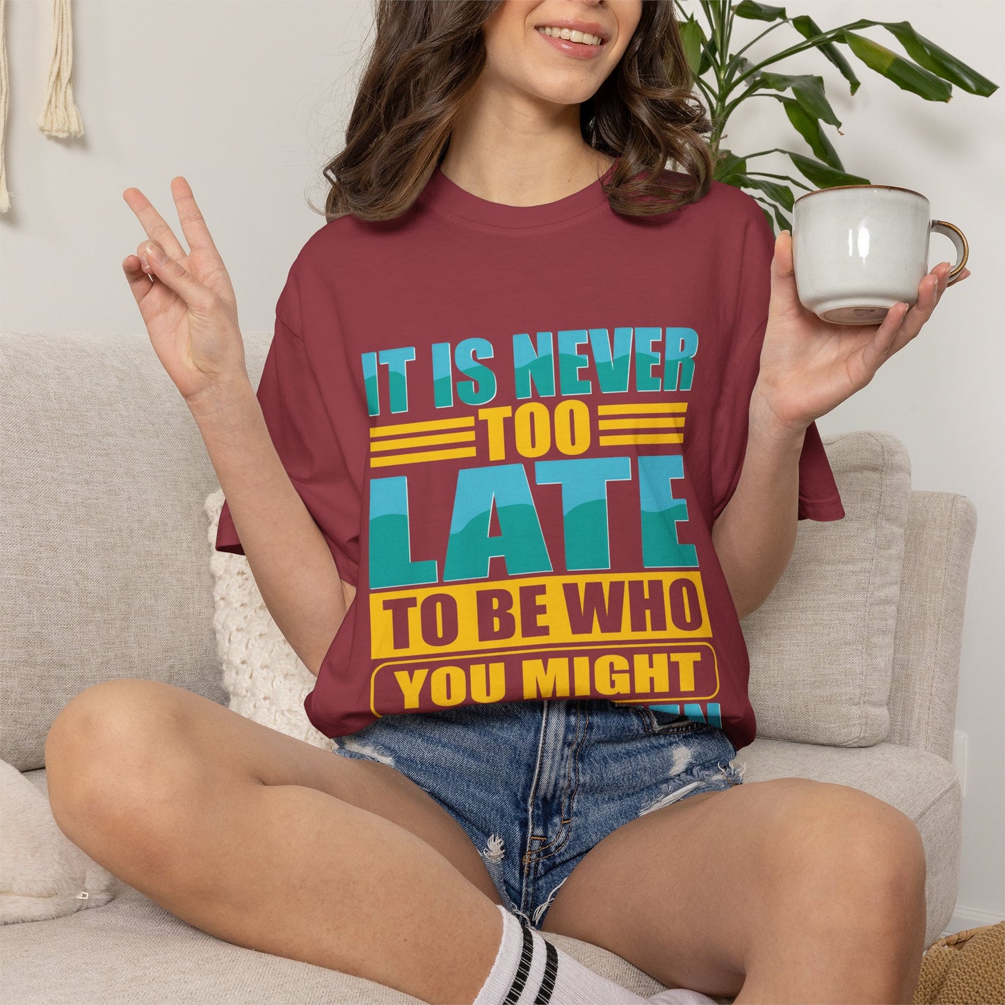 Inspirational Unisex Garment-Dyed T-Shirt - 'It Is Never Too Late'