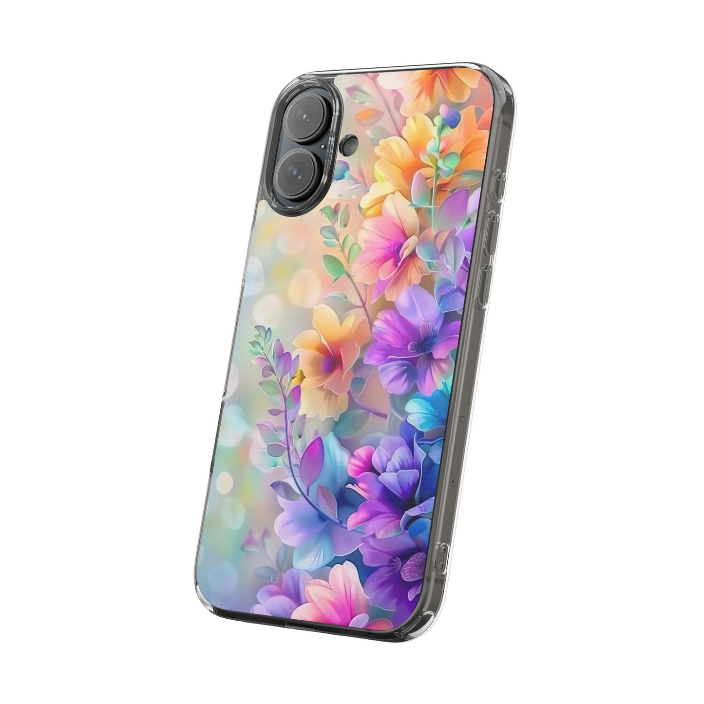 Floral Clear Phone Case -  Colorful Spring Design