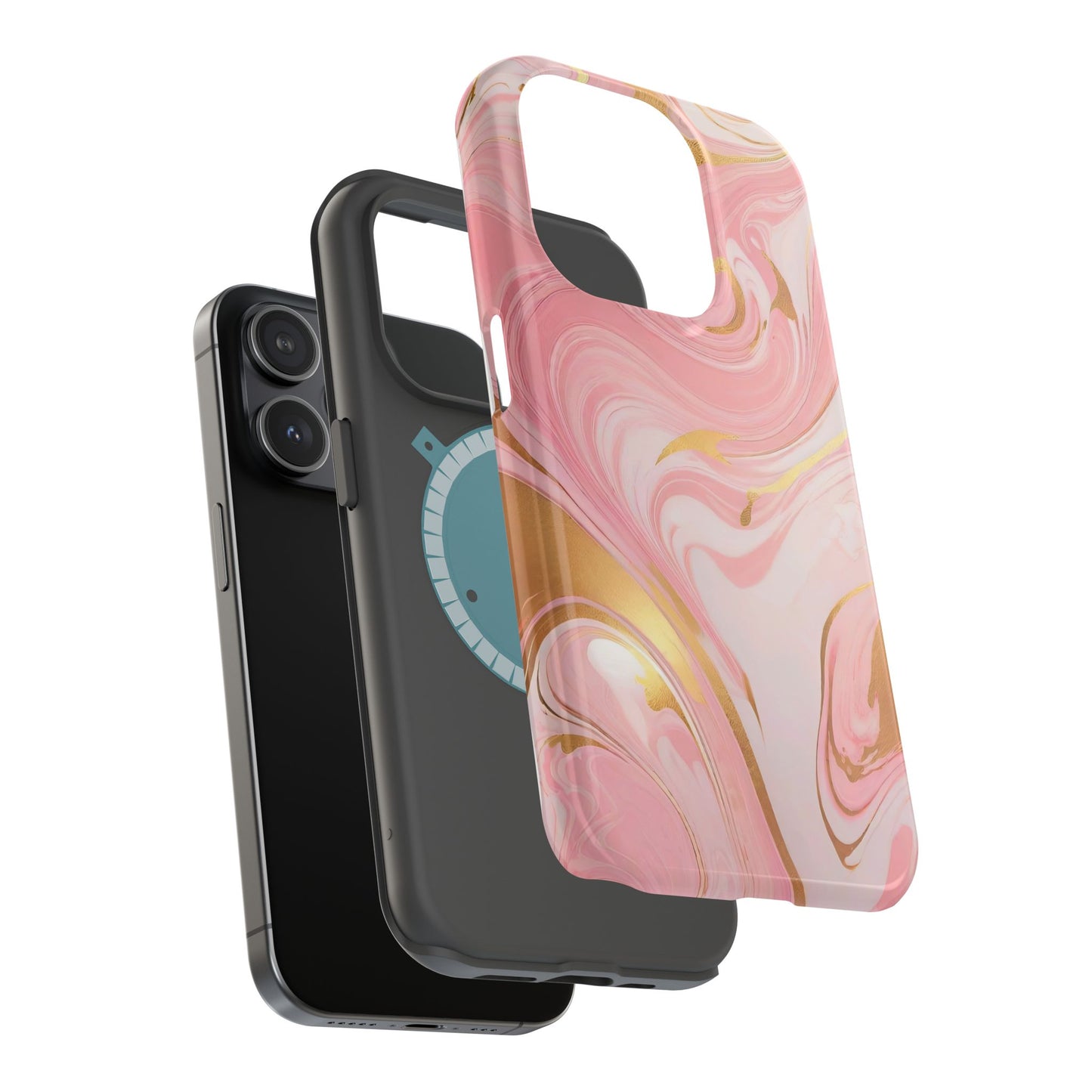 Stylish Magnetic Phone Case, Pink Marble Protective Cover