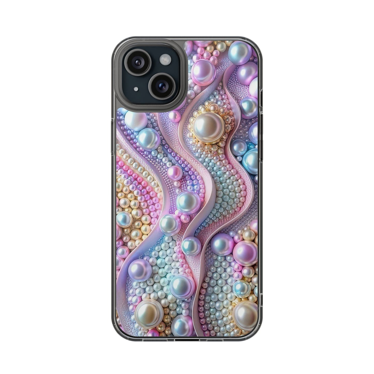 Colorful Pearl Wave Clear Phone Case, Elegant iPhone Cover