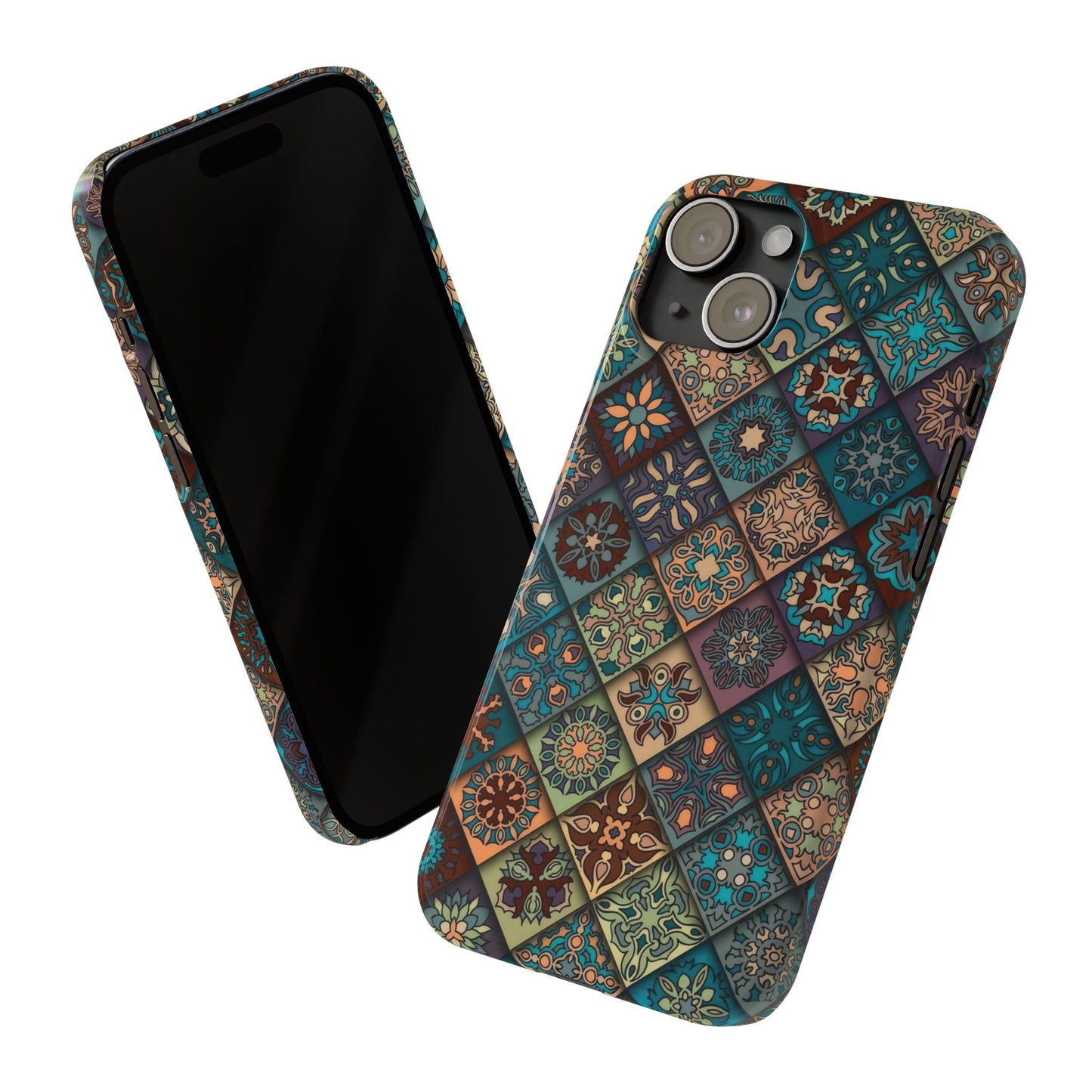 Aztec Geometric Slim Cases, Boho Blue