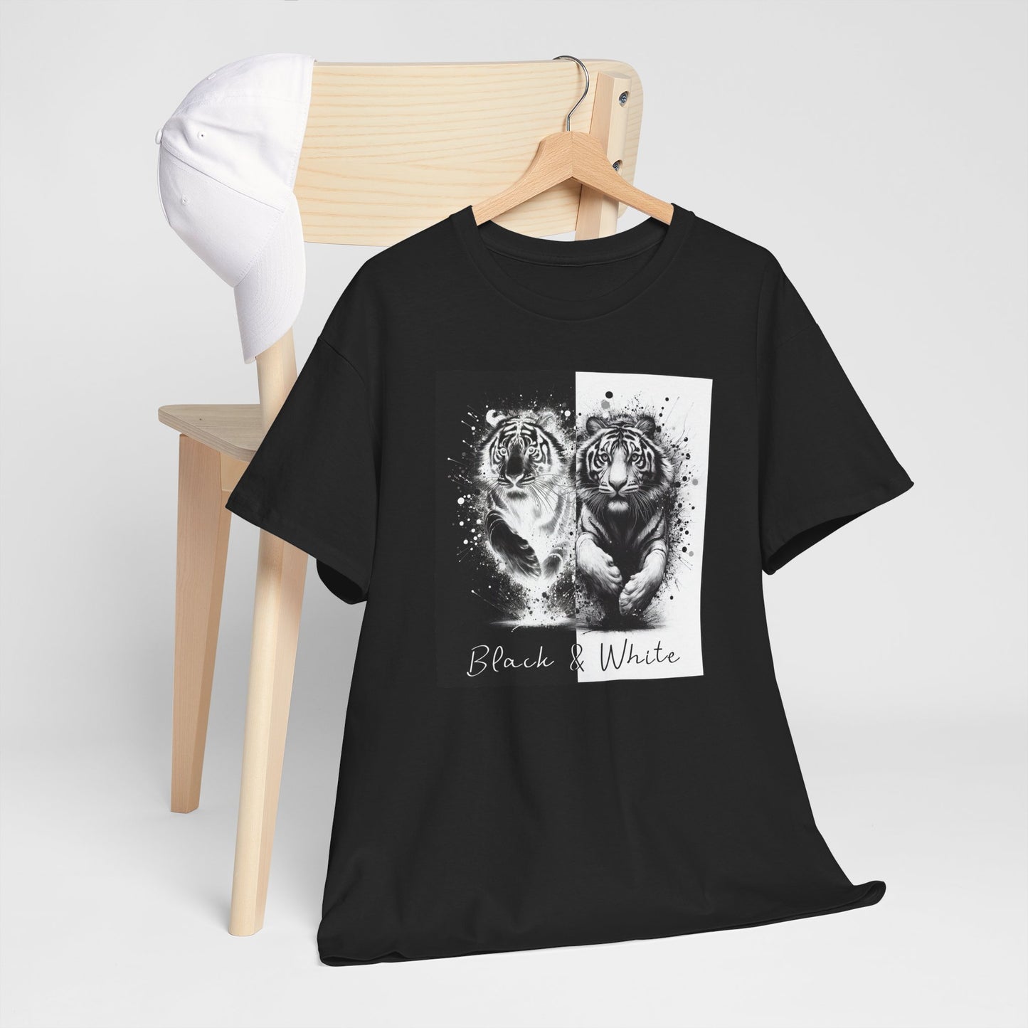 Black & White Tigers Unisex Heavy Cotton Tee