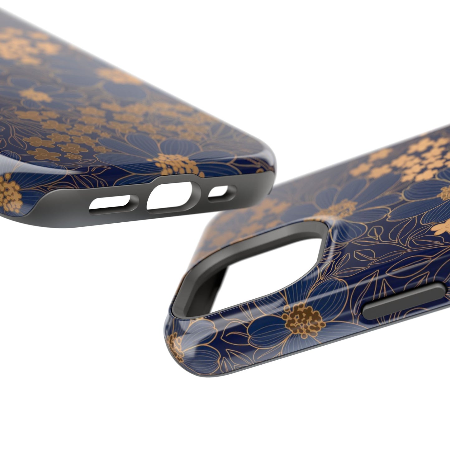 Luxury Serial Magnetic Phone Case, Golden Floral