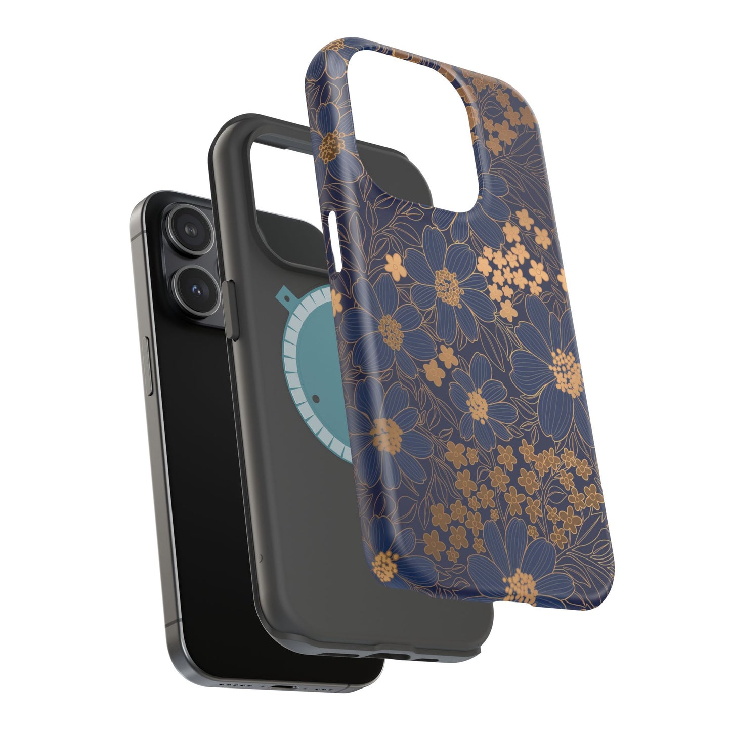 Luxury Serial Magnetic Phone Case, Golden Floral