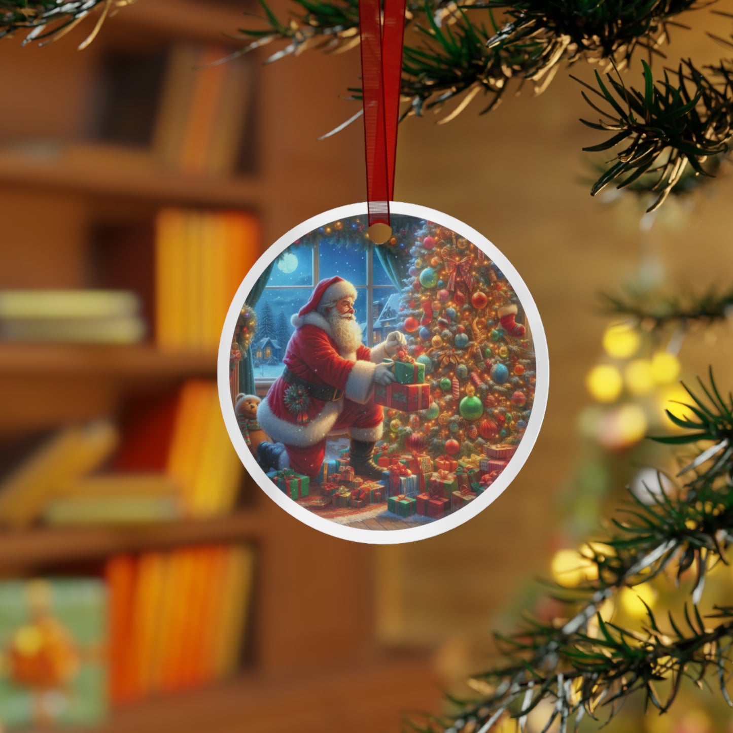 Holiday Magic: Santa's Presents Metal Ornaments, 2-Side Print