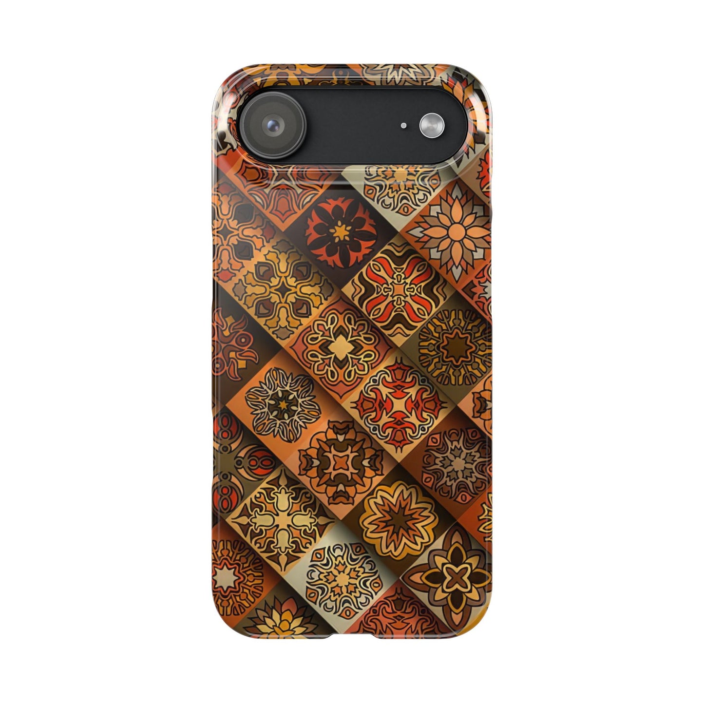 Aztec Geometric Slim Case, Boho Orange