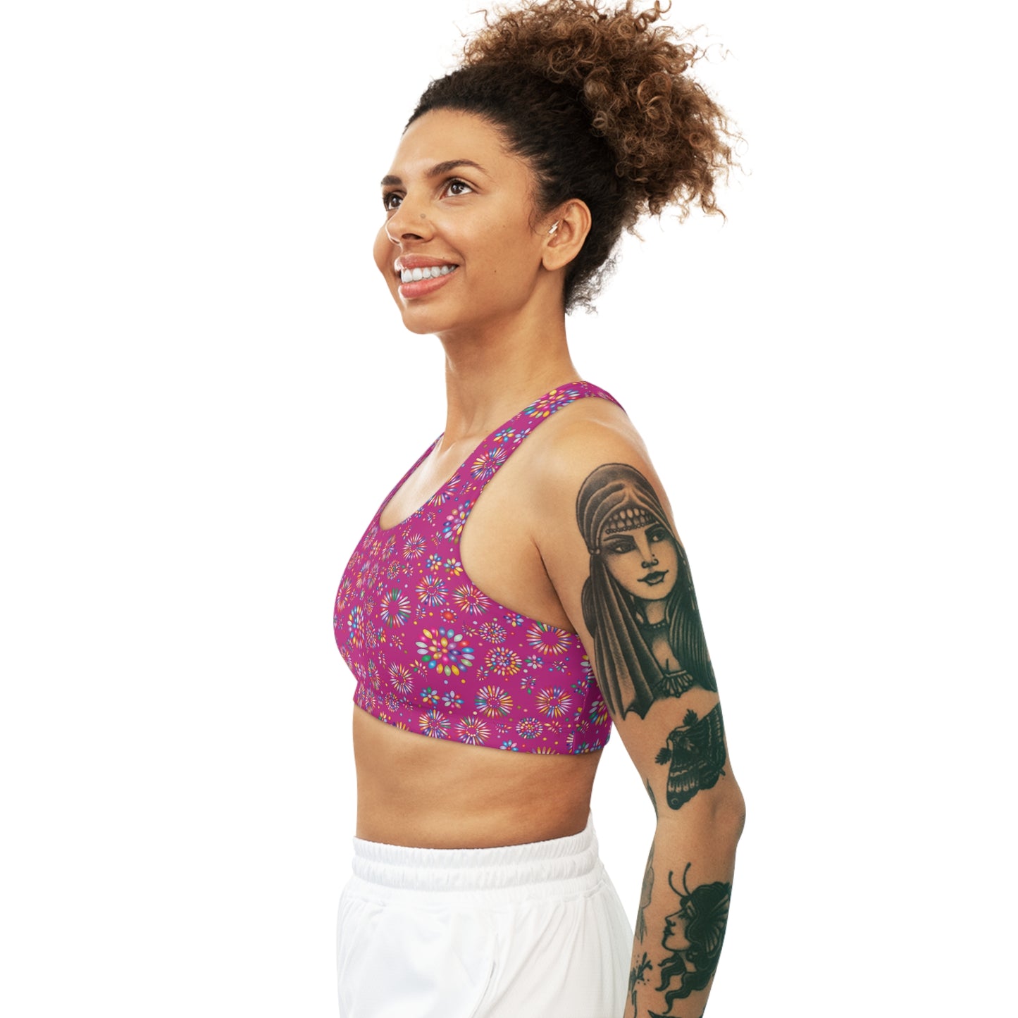 Vibrant Vibes Seamless Sports Bra (AOP) / Pink