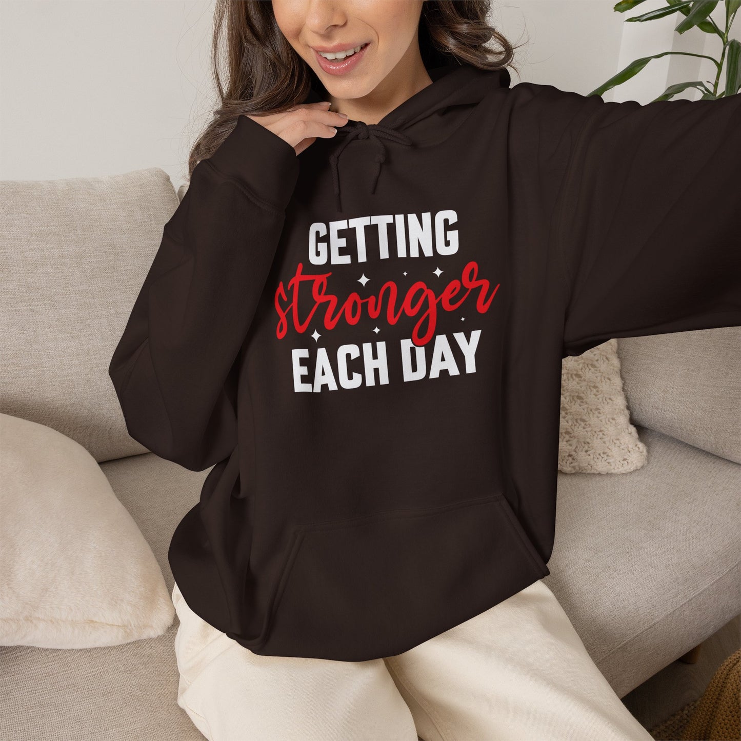 Getting Stronger Each Day Hoodie, Unisex Motivational Sweatshirt