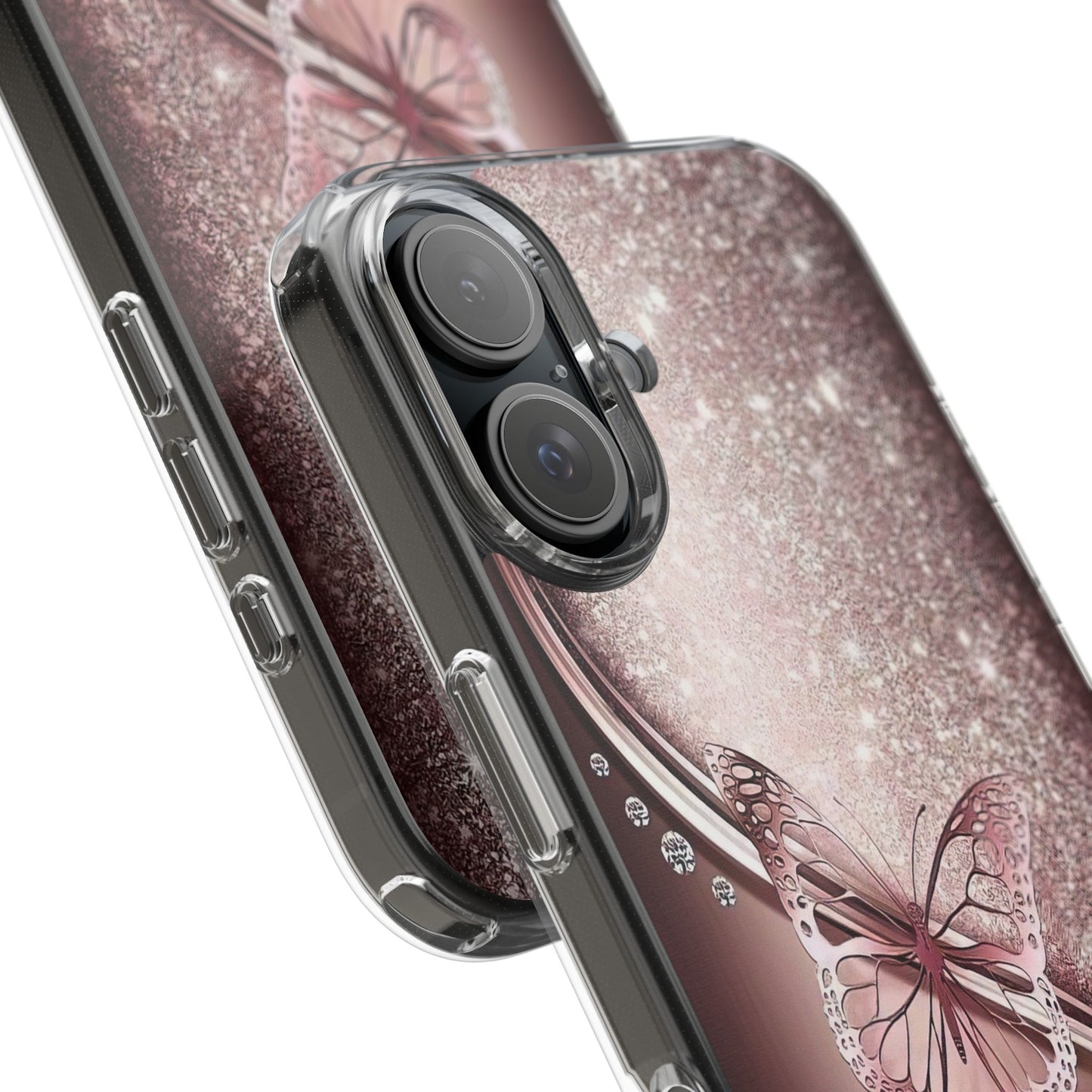 Elegant Butterfly Clear Case, Stylish Transparent Protective Cover for Women