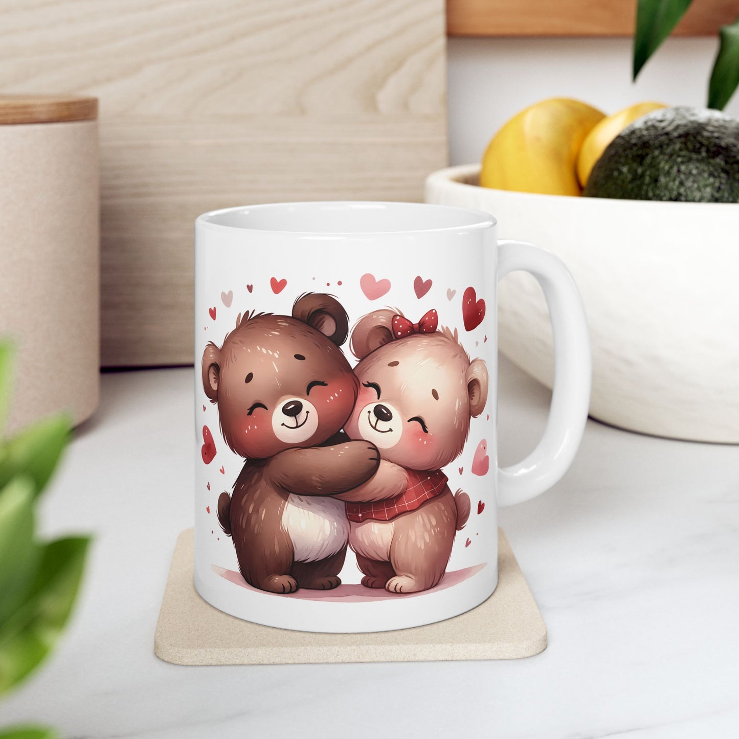 Cute Bear Love Ceramic Mug - Adorable 11oz & 15oz Heart Design
