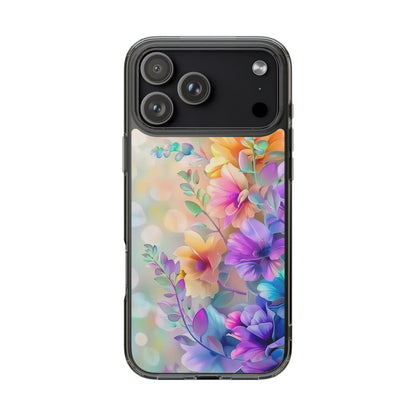 Floral Clear Phone Case -  Colorful Spring Design