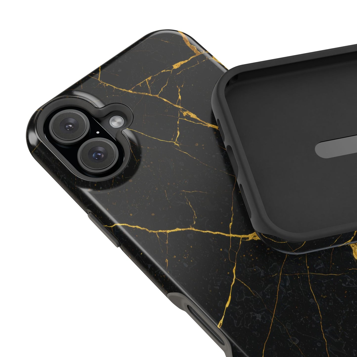 Luxury Black Marble Impact-Resistant iPhone