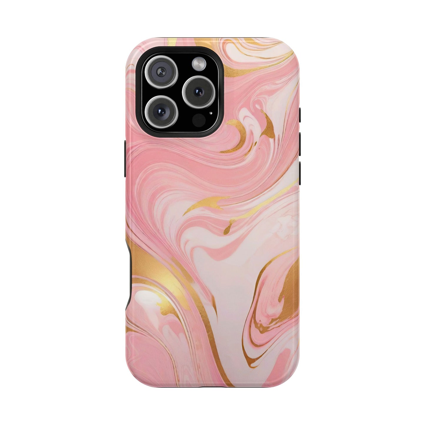 Stylish Magnetic Phone Case, Pink Marble Protective Cover