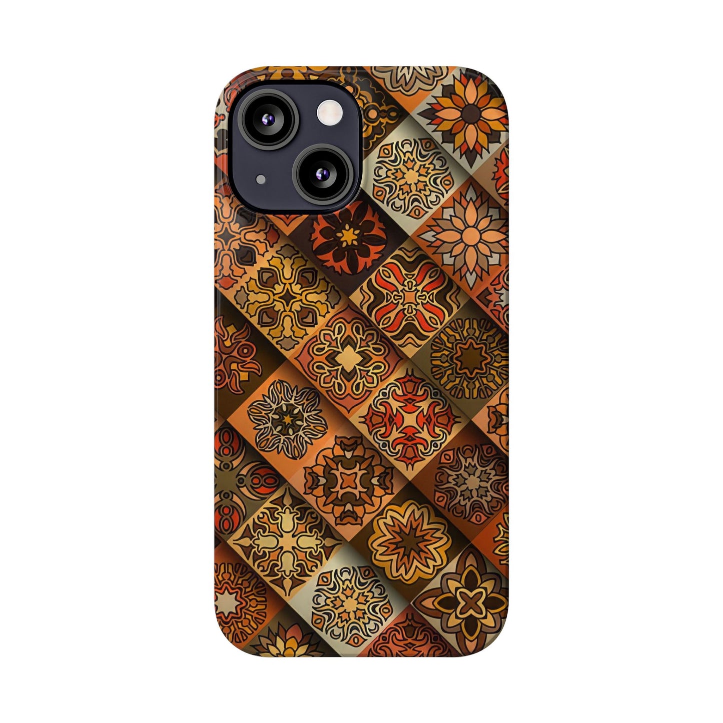 Aztec Geometric Slim Case, Boho Orange