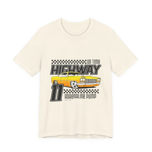 Camiseta de manga corta unisex con bomba de adrenalina On Time Highway