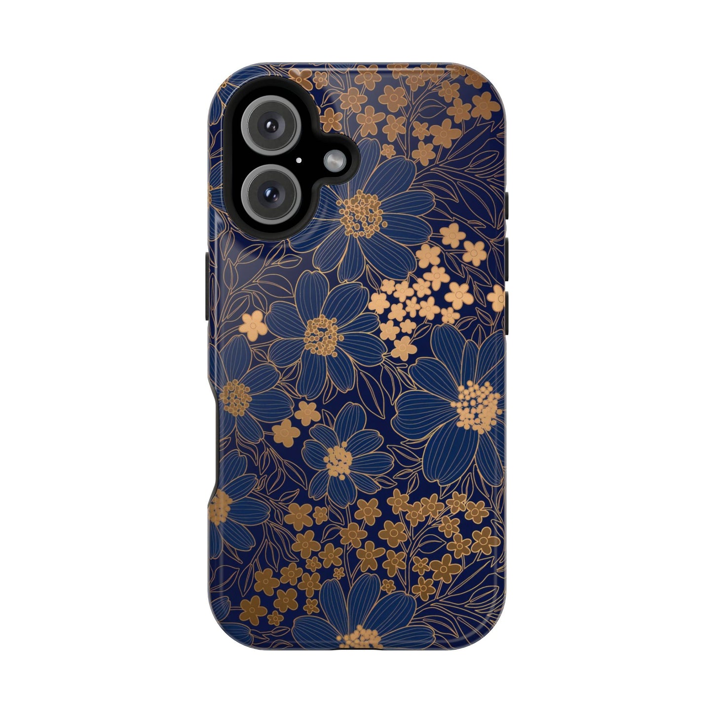 Luxury Serial Magnetic Phone Case, Golden Floral