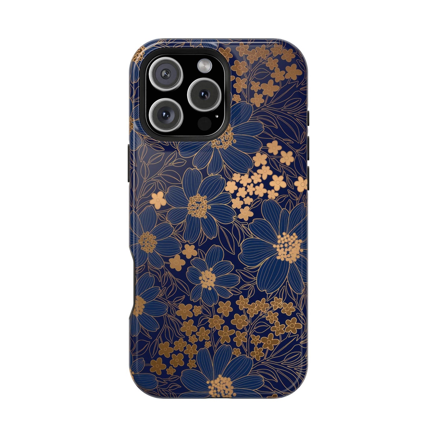 Luxury Serial Magnetic Phone Case, Golden Floral