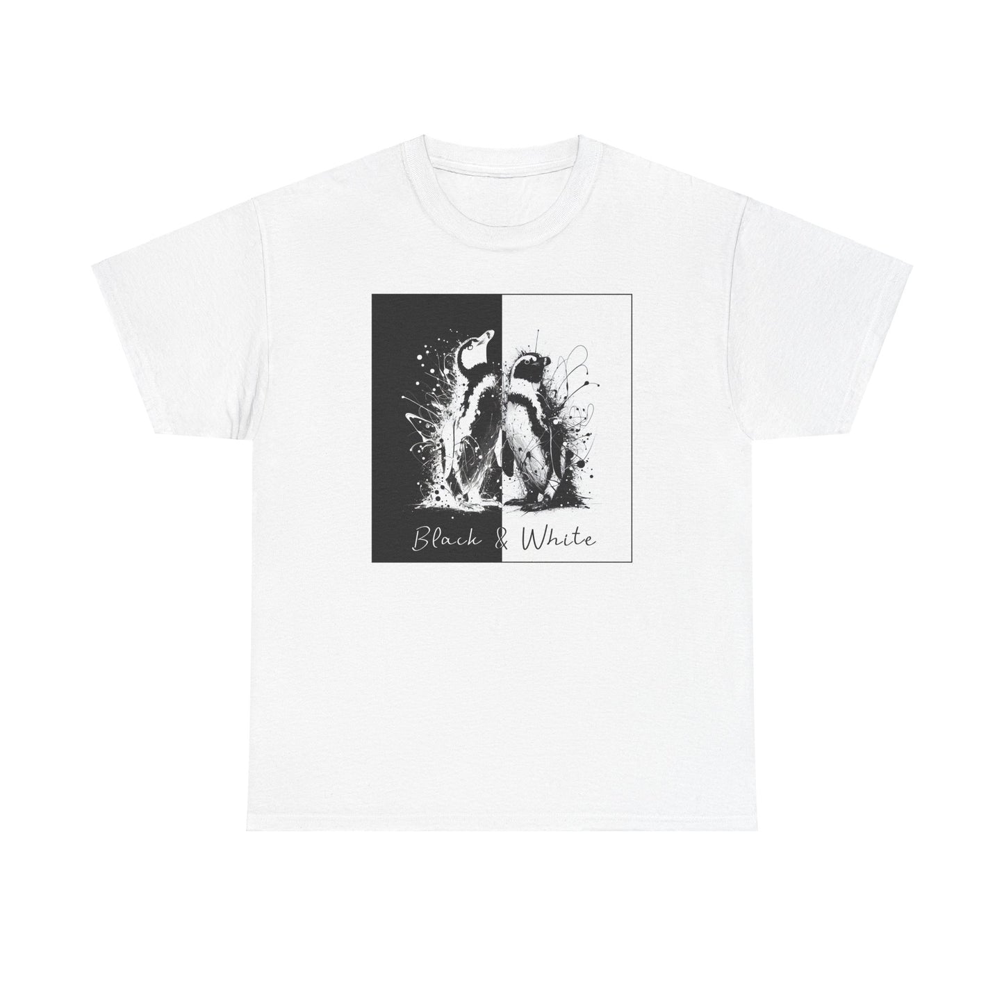 Black & White Penguins Unisex Heavy Cotton Tee