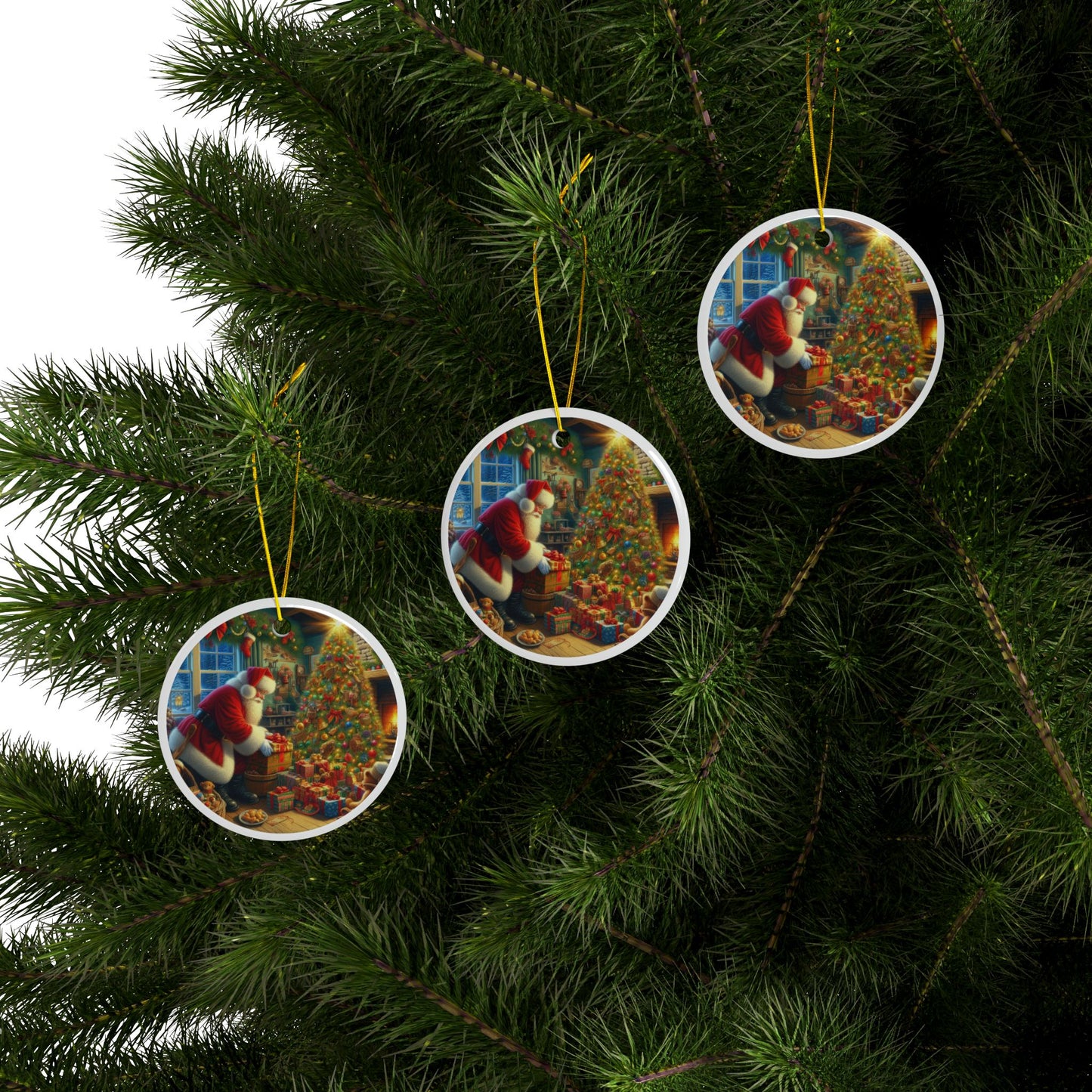 Gifts of Joy: Santa’s Special Delivery Christmas Ceramic Ornaments, 2-Side Print, (1pc, 3pcs, 5pcs, 10pcs)