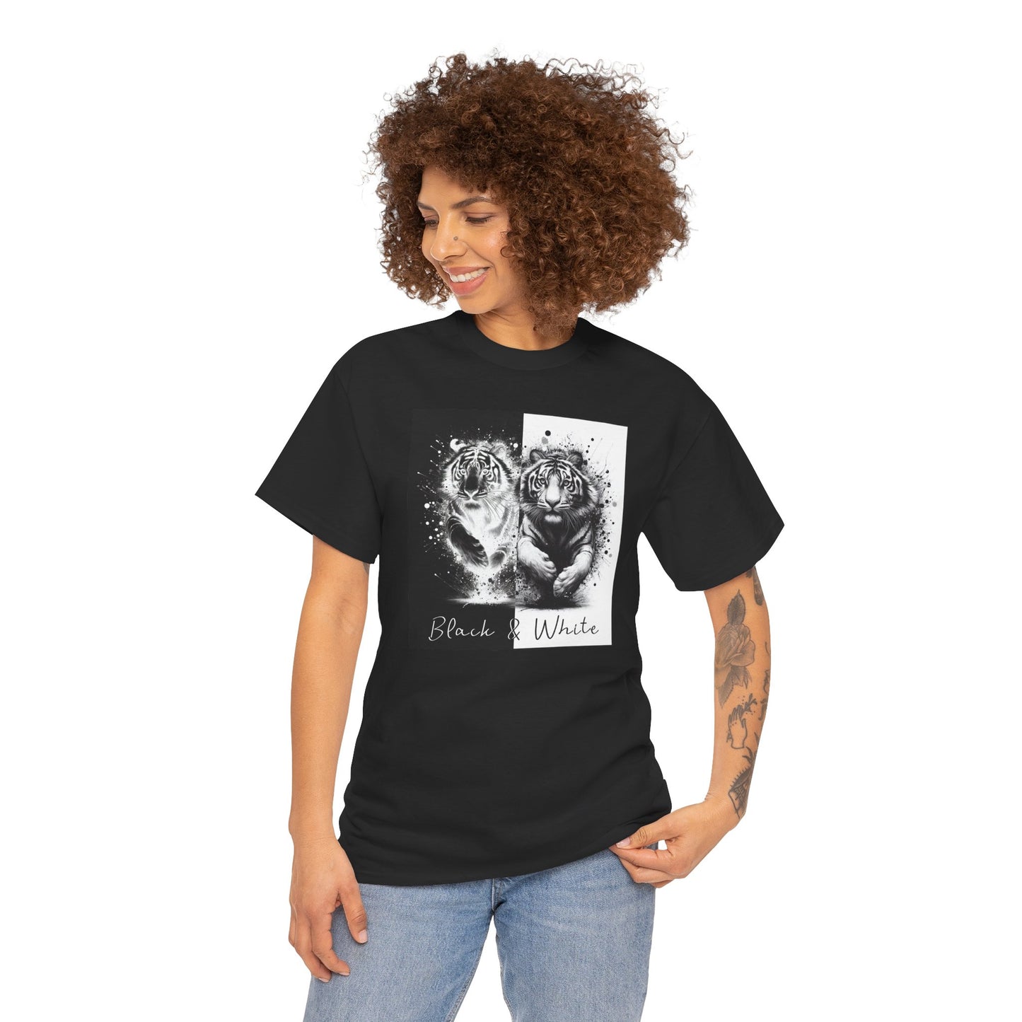 Black & White Tigers Unisex Heavy Cotton Tee